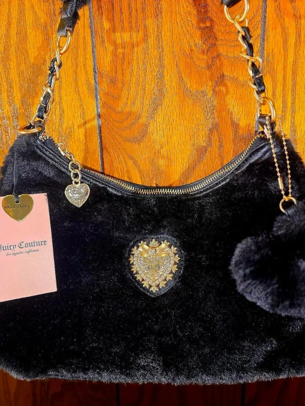 Juicy Couture Love Furry Friends Hobo in Liquorice NWT